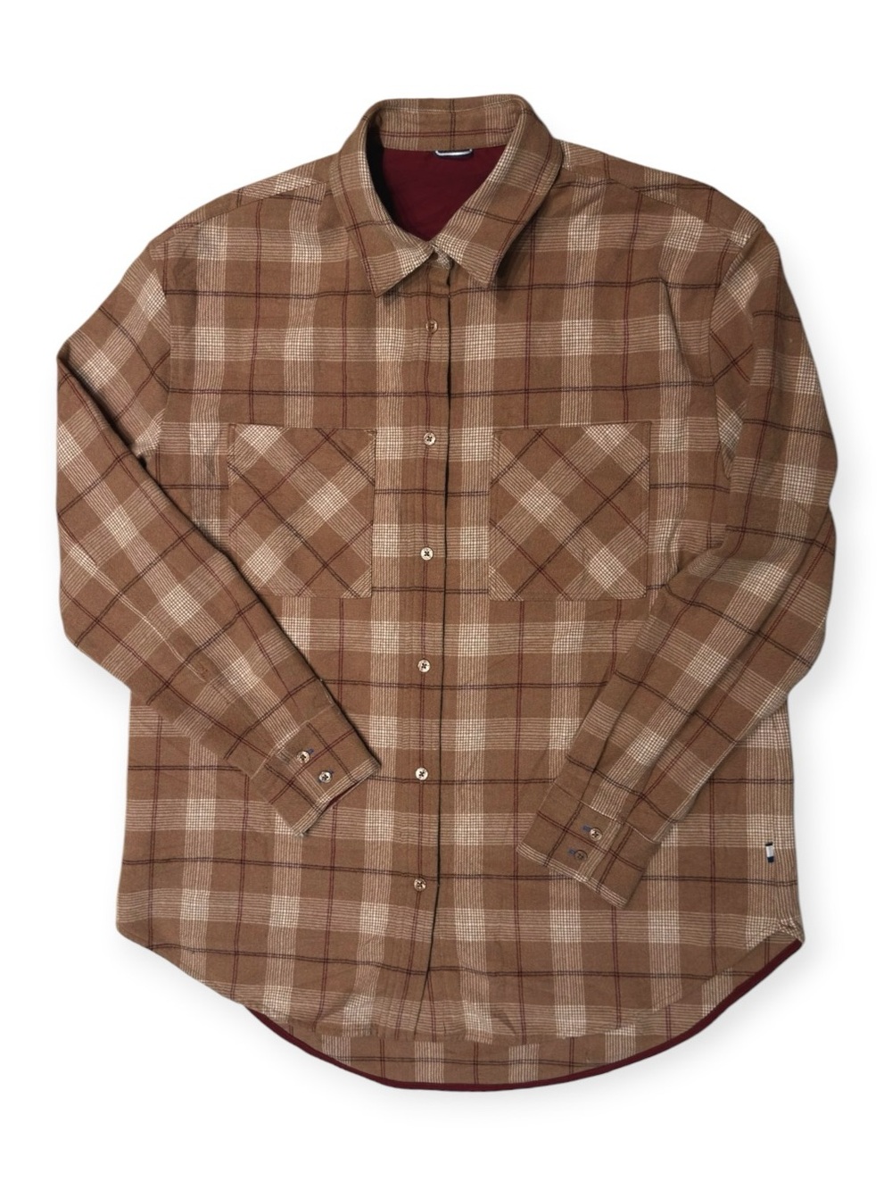 Kit and Ace Men's Plaid Button-Up Casual Shirt Size S Brown